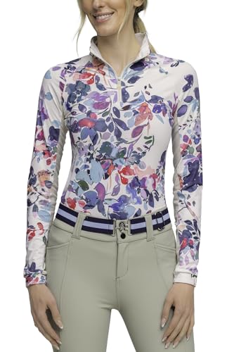 Kastel Denmark Womens Long Sleeve Printed UPF 30 Sun Shirt | Moisture Wicking Base Layer Activewear | 1/4 Zip Golf Polo, Outdoor Apparel