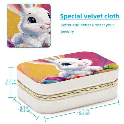 Boîte à bijoux lapin de Pâques portable pour bagues et colliers - 5