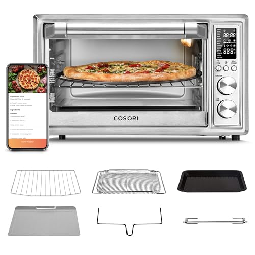 COSORI Air Fryer Toaster Oven Combo 13-in-1, 32Qt APP & Voice Control Convection Oven Countertop, Bake, Broil, Roast, Dehydrate, Sous Vide, 134 Recipes & 4 Accessories, Silver, Stainless Steel by Cosori - Used condition - US$201.55