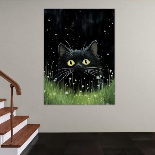Affiche de chat mignon et fleurs champêtres pour une atmosphère douce à la maison