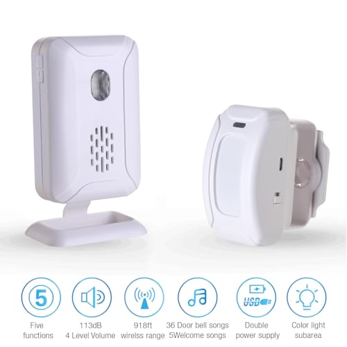 Wireless Motion Sensor Doorbell with Dual Alerts & 280m Range, 17 Ringtones, LED Flash - Image 2