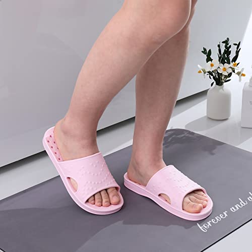 Shevalues Shower Shoes For Women With Arch Support Quick Drying Pool Slides Lightweight Beach Sandals With Drain Holes, Pink-Update Version 8-9 Women / 6.5-7.5 Men #TOP1