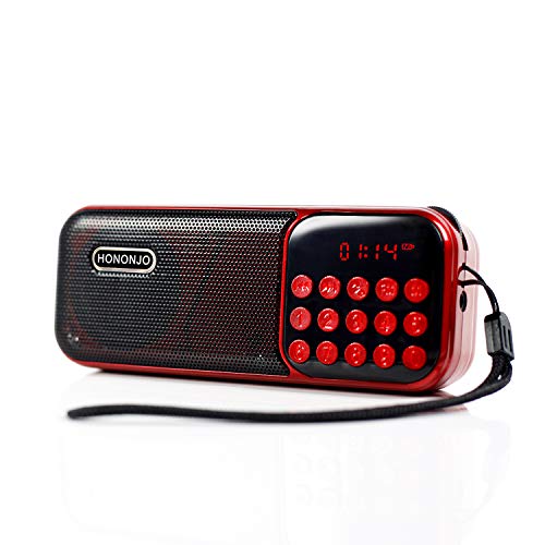 HONONJO Personal Mini FM Portable Radio Speaker Music Player, C-26 Pocket Small Radio with LED Display and TF Card USB for PC iPod Phone, Outdoor Dancing Mp3