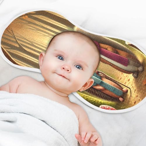 Hedgehog Squirrel Brown Baby Burp Cloths Absorbent Muslin Soft Burp Cloth Rags Cotton Burp Clothes for Boy Newborn Girl Unisex 1 Pack 22x11 Inches4