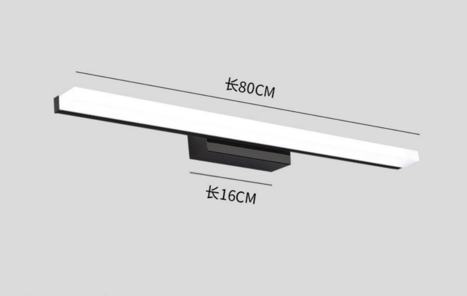 Lampada da Specchio Luce Bagno a LED IP44 Lampada,Specchio Frontale/Armadio/Illuminazione a Parete Applique da parete Lampada da Lettura da Comodino Luci da parete (Nero 80cm,3000K)