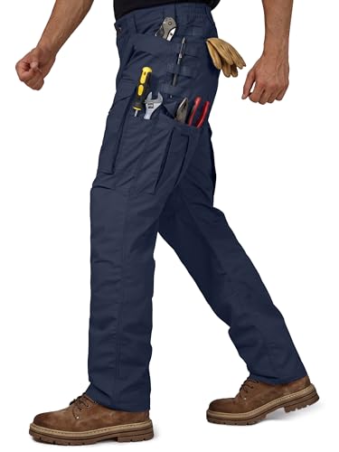 FREE SOLDIER Men's Cargo Pants,Tactical Pants for Men Stretch,Durable Ripstop EDC Work Pants for Hiking (Navy 38Wx32L)