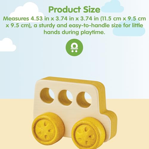PlanToys® Wooden Timber Trail Bus | Montessori Push and Roll Toy for Fine Motor Skills, Coordination and Cause and Effect Learning | Eco Friendly Toy Vehicle for Imaginative and Active Play - Thumbnail 2