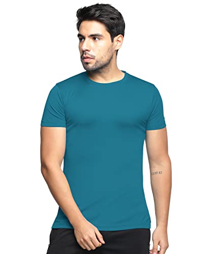 Image of BULLMER Solid Cotton Blended Half Sleeve Round Neck Tshirt for Men