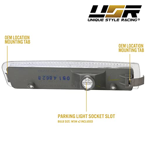 Usr Z3 Side Marker Lights - Euro Style Clear Lens Front Bumper Sidemarkers Lamps Set (Left + Right) Compatible With 1996-2002 Bmw Z3 Roadster / M Roadster / M Coupe (Amber Bulbs + Sockets Included) #TOP5