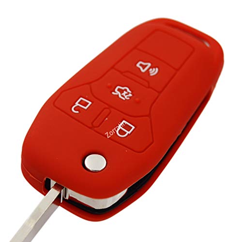 Image of Silicone Rubber Key Fob Cover Protector for Ford Fusion Explorer (Flip Key) N5F-A08TAA 164-R7986 5924003 4 Button Remote Control