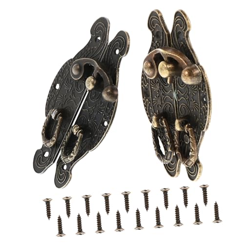 BESTOYARD 2個 レトロ風桃心型ボックスラッチ具 ブロンズ色 耐久性と安定性あるジュエリーケースロック 木製 箱用装飾錠