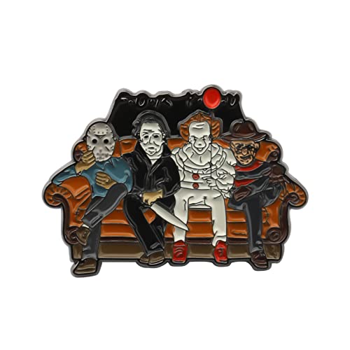 WSNANG Horror Classic Scary Movies Enamel Pin Horror Theme It Jewelry Funny Scary Movies Fan Gift