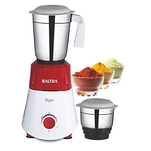 Image of Baltra Stylo Mixer Grinder 550 Watt with 2 Multipurpose Stainless Steel Jars (Wet+Dry Jar) 3 Powerful Speed Control, Overload Protection, Tight Jar Lid, 2 Super Efficient Stainless Blade