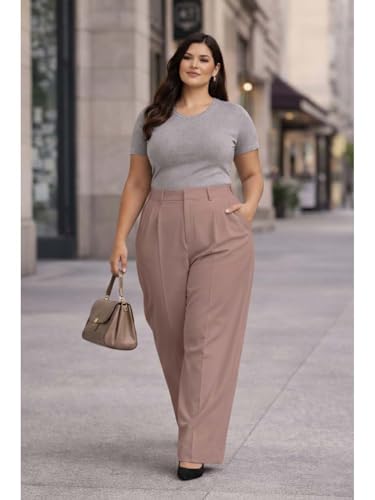Image of KOTTY Plus Size Women's High Waist Comfortable Straight Fit Formal Pants