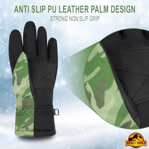 Image of Jurassic World Kids Winter Hat Scarf and Snow Gloves for Boys Set Classic T-Rex Graphic Warm and Soft Accessories