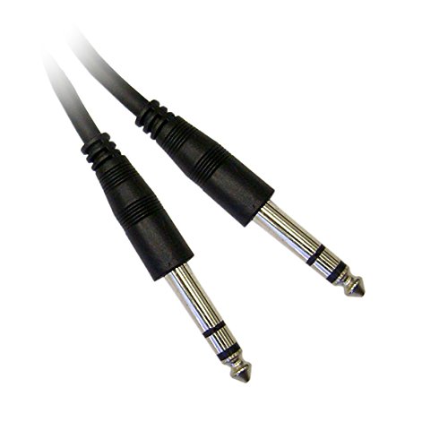 Cable estéreo macho a macho 1/4 pulg negro 25 pies miniatura 1