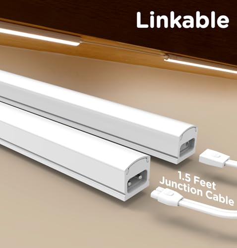 Mscals Under Cabinet Lighting Plug in, Dimmable 3CCT 3000/4000/5000K AC120V Super Bright Ultra Slim Linkable LED Counter Lights for Kitchen, Shelf, Closet, Cupboard, White 16 inch 4Pack by Mscals - Used condition - Image 5
