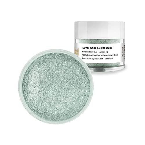 Bakell Edible Luster Dust & Paint | Silver Sage Luster Dust Edible Powder | Kosher Certified | Halal Certified Paint, Powder & Dust | 100% Edible & Food Grade| Cakes, Vegan Paint & Dust (Silver Sage) #TOP2