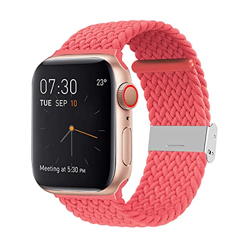 SIXRARI Braided Solo Band Compatible with Apple Watch 42mm 44mm, Soft Stretch Loop with Adjustable Buckle Sport Elastics Strap Compatible with iWatch Series SE 6/5/4/3/2/1