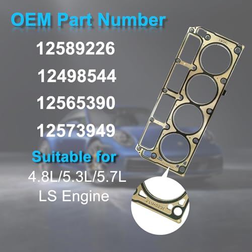 Image of 2PCS MLS Cylinder Multi Layer Head Gasket 12589226 for LS1 /LS6 V8 4.8L 5.3L 5.7 Liter Engines, for 2002-2015 Chevrolet /Buick /GMC /Pontiac /Hummer /Cadillac /Saab, 12498544 98544