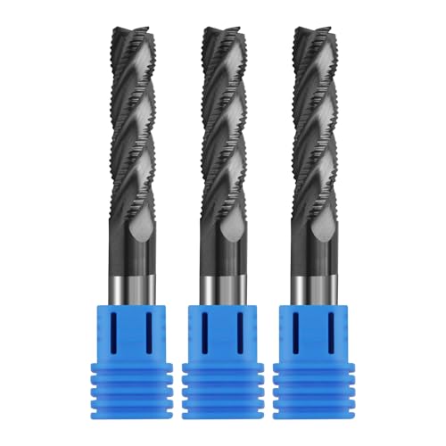 Image of 3Pcs 1 /2 inch Carbide Roughing End Mill, 4 Flute End Mill Bits for Steel, ALCrSiN Nano Coated CNC Router Bit, 35 Degree Helix Milling Cutter