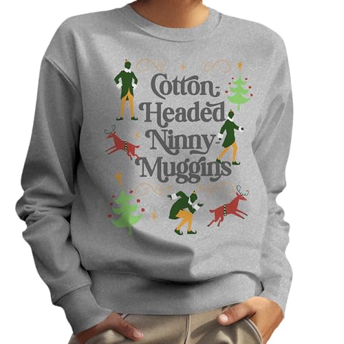 Elf Cotton Headed Ninny Muggins Collage Adult and Kids Sized Crewneck Sweater