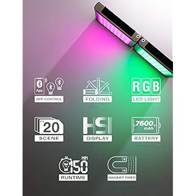 Falcon Eyes F7 Fold 24W RGB On Camera Video Light, Support Magnetic Attraction, Color Picker Functions, App Control