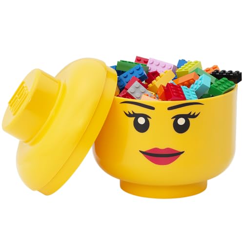LEGO Storage Head (SMALL) - BOY - Polypropylene Storage Box with Lid for Kids' Toy Storage Stackable Organizer and Fun Storage Solution Toy box yellow - image 2