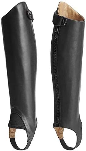 Unisex Soft Leather Leg Protector Horse Chaps Half Chaps Zip-Up Pair Child-Adult Size in Variation, Image, Description, C70