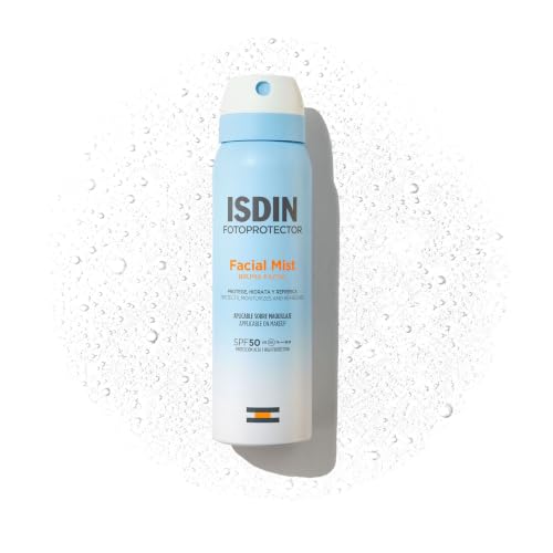 ISDIN Fotoprotector Facial Mist SPF50, Protector Solar facial en spray formato bruma ultrafina e invisible, Protege, hidrata y refresca tu piel, 100ml