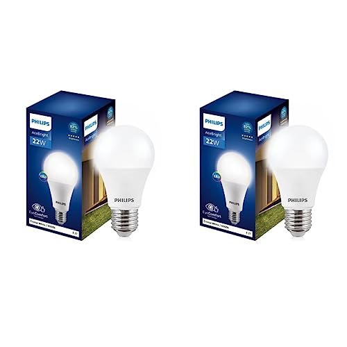 Philips 22-watt LED Bulb |AceBright High Wattage LED Bulb| Base: E27 Light Bulb for Home | Crystal White, Pack of 2