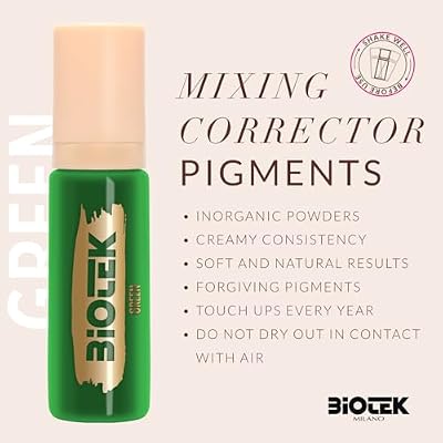 BIOTEK - Mixing Corrector Pigment for Permanent Make up - Green Color for Eyebrows - 0,50 fl. oz.