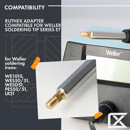 Image of ruthex 2x Soldering Tips adapter for Weller series ET & LT - Soldering Iron tip compatible with Weller Soldering Irons WE1010, WP80, WEP70 for inserting threaded inserts in 3D printing