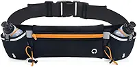 Cinto de Hidratação para Corrida com Garrafas, Pochete Esportiva com Suporte para Garrafa de Água, Bolsa de Cintura com Porta Celular para Corrida e Caminhada (Laranja)