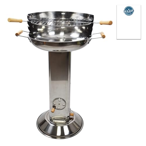  Edelstahl Holzkohlegrill mit Holzgriffen, Robust und für Outdoor-Verwendung in der Gartenbarbecue-Höhe 83 cm
| Holzkohl