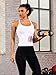 ATTRACO Workout Yoga Tops Built in Bra Athletic Running Tank Casual Cropped Top White Tank Top L