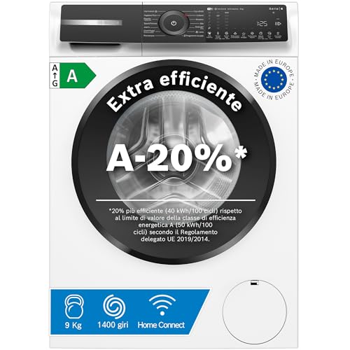 Bosch WGH24400IT Serie 6 Lavatrice smart a carica frontale, 9 kg, 1400 giri, Efficienza energetica A...