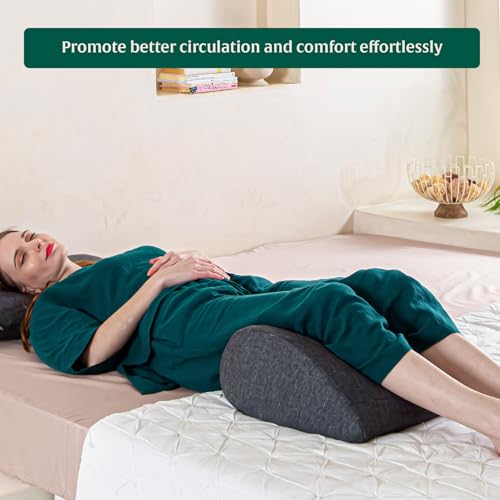 Image of The White Willow Orthopedic Memory Foam Soft Inclined Bed Wedge Leg Rest Pillow for Acid Reflux, Pregnancy, Anti Snoring, Reading, Back Pain Relief, Knee and Back Support- Grey (17 inchL x 14.8 inchW x 7 inchH)