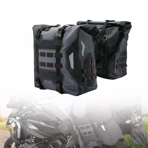 Sacoche latérale moto Suzuki étanche en PVC noir avec porte-bouteille intégré