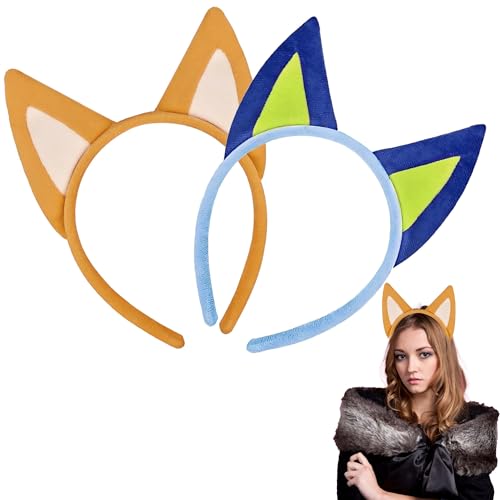 Leziazany 2 Pcs Dog Ears Headhand Cute Plush Handmade Cat Ears Headband Animal Headwear Headbands Accessories for Theme Party Cosplay and Christmas Costumes