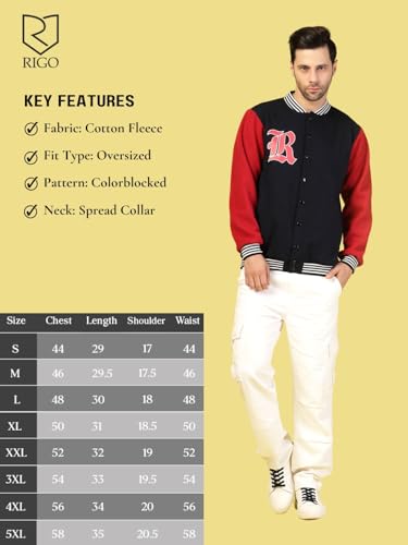 Image of Rigo Varsity Jacket for Men | Streetwear Varsity Jacket | Puff Print Varsity Jacket | Oversized Varsity Jacket for Men