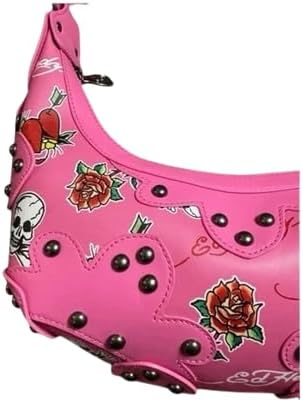 ED HARDY Pink Studded Shoulder Bag