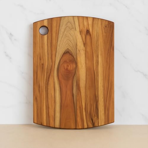 Image of SUPERMOM Chopping Board Wood 1 Pc - Teak Wooden Cutting Board for Vegetables, Fruits, Meat and Cheese - Antibacterial, Durable, BPA-Free, Non-Slip Kitchen Chopping Board for Cooking and Food Prep