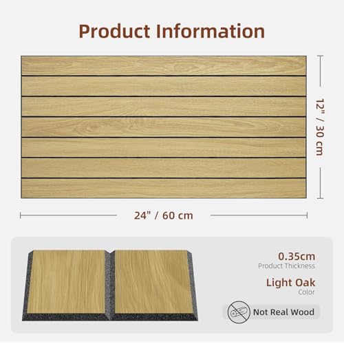 WADILE Selbstklebende Holzlatten-Wandpaneele 30×60 cm, Dekorative Schallabsorbierende PVC Wandpaneele für Wohnzimmer & Schlafzimmer – 10er Set