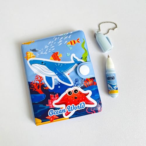 Image of AK-Store Cartoon Pocket Diary with Pen, Writing Notebook for Kids Boys Girls, Cartoon Stationery Set for Students Children Birthday Return Gift (Ocean World)