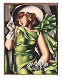 ARTE MURALE Social Crazy Stampa in Tela Canvas 100% QUALITà ITALIA - Tamara De LEMPICKA Ragazza in verde - effetto Dipinto Idea Regalo Casa quadro cucina stanza da letto soggiorno (70x91 cm)