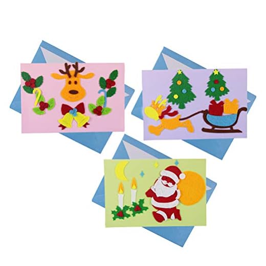 Toyvian 3PCS Cartes De Bricolage De Noël Fabriquer des Matériaux Cartes De Voeux Fournitures Artisanat Accessoires pour Enfants Maternelle