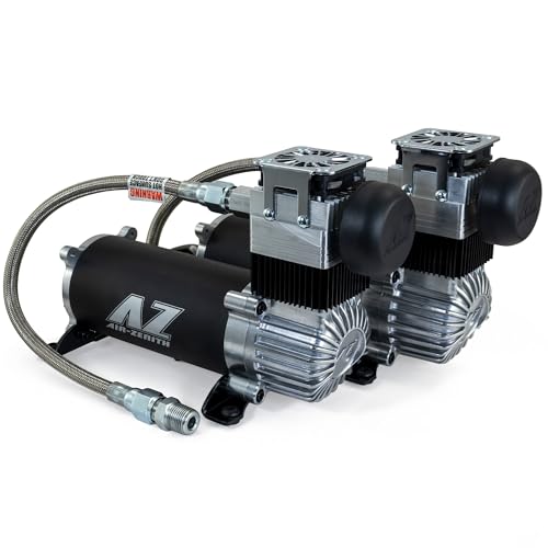 Dual Black & Silver 200 PSI Air Zenith OB3 Air Compressors | 9 CFM | 12 Volt | 100% Duty Cycle