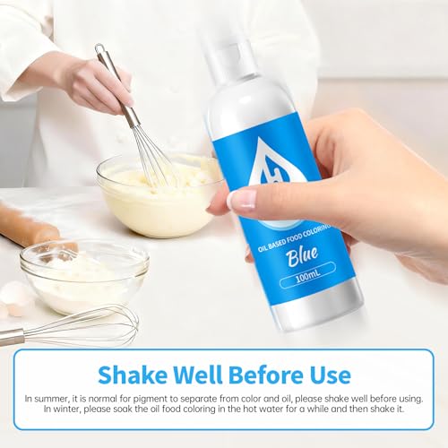 Image of Blue Oil Based Food Coloring for Chocolate - Herbeklab 100ml Professional Concentrated Oil Food Dye for Candy Melts, Chocolate, Cake Pops, Strawberries & Baking