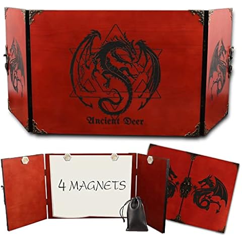 DM Screen Wooden Dungeon Master Screen for Hand Crafted Dungeon and Dragons Gift,DND Dice GM Games,D&D 5e Accessories,Magic The Gathering,Pathfinder,Custom Screen (DmScreen-Wine red) Cover
